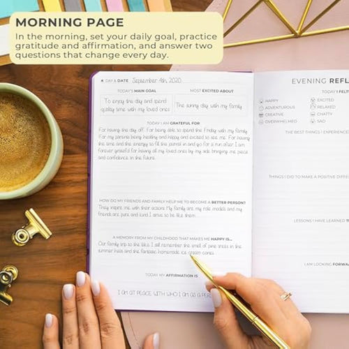 Clever Fox Gratitude Journal – Happiness, Positivity & Affirmation Daily Journal – Inspirational Daily Notebook – 3 Months, A5 (Purple)-1