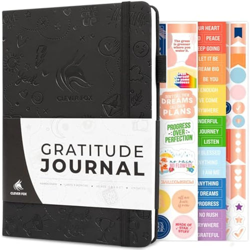 Clever Fox Gratitude Journal – Happiness, Positivity & Affirmation Daily Journal – Inspirational Daily Notebook – 3 Months, A5 (Black)-0