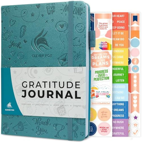 Clever Fox Gratitude Journal – Happiness, Positivity & Affirmation Daily Journal – Inspirational Daily Notebook – 3 Months, A5 (Aquamarine)-0