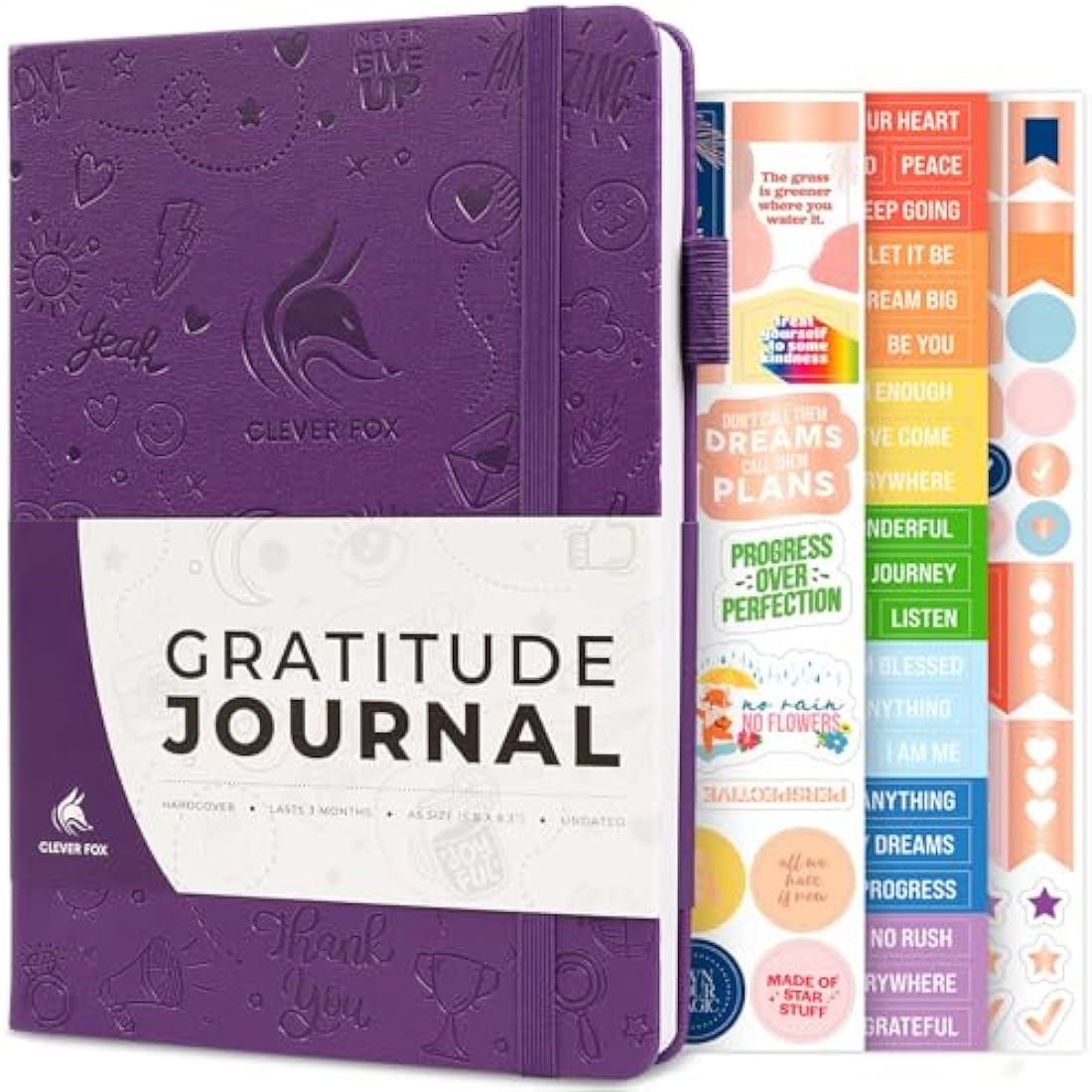 Clever Fox Gratitude Journal – Happiness, Positivity & Affirmation Daily Journal – Inspirational Daily Notebook – 3 Months, A5 (Purple)-0
